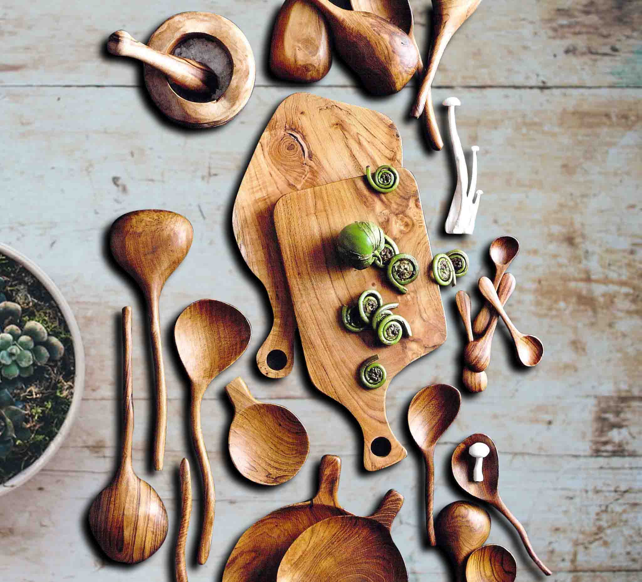 Teak Wood Scoops - Set of 4