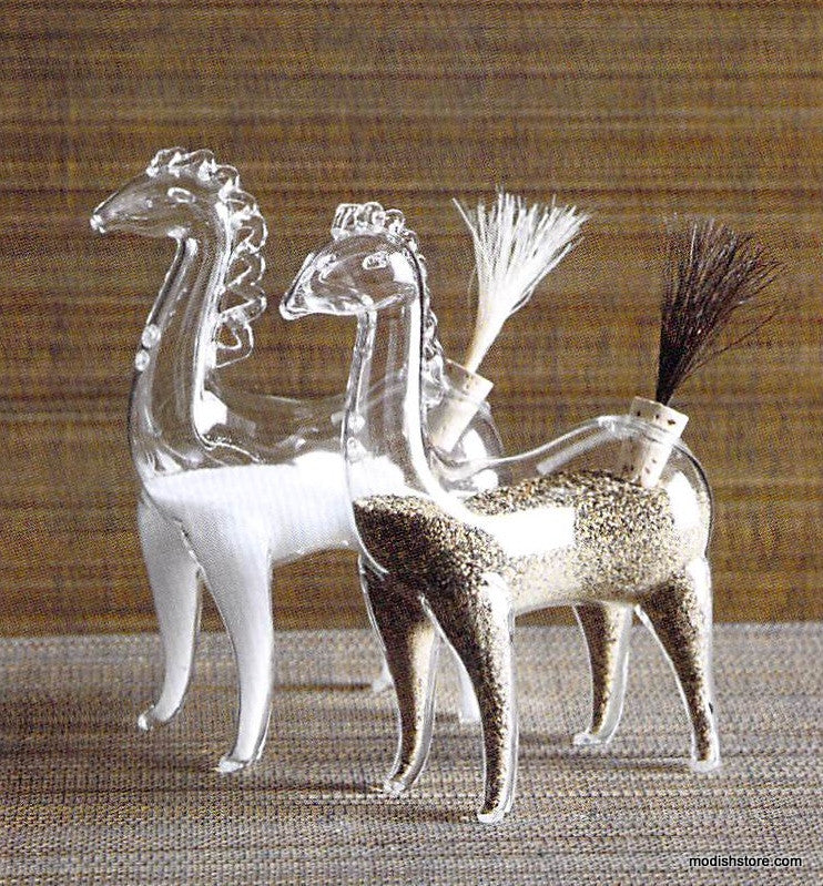 Glass Horse Salt & Pepper Shakers - Set Of 2