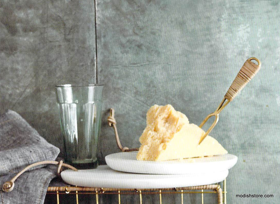 Gio Brass Wire & Rattan Cheese Tools - Set Of 3