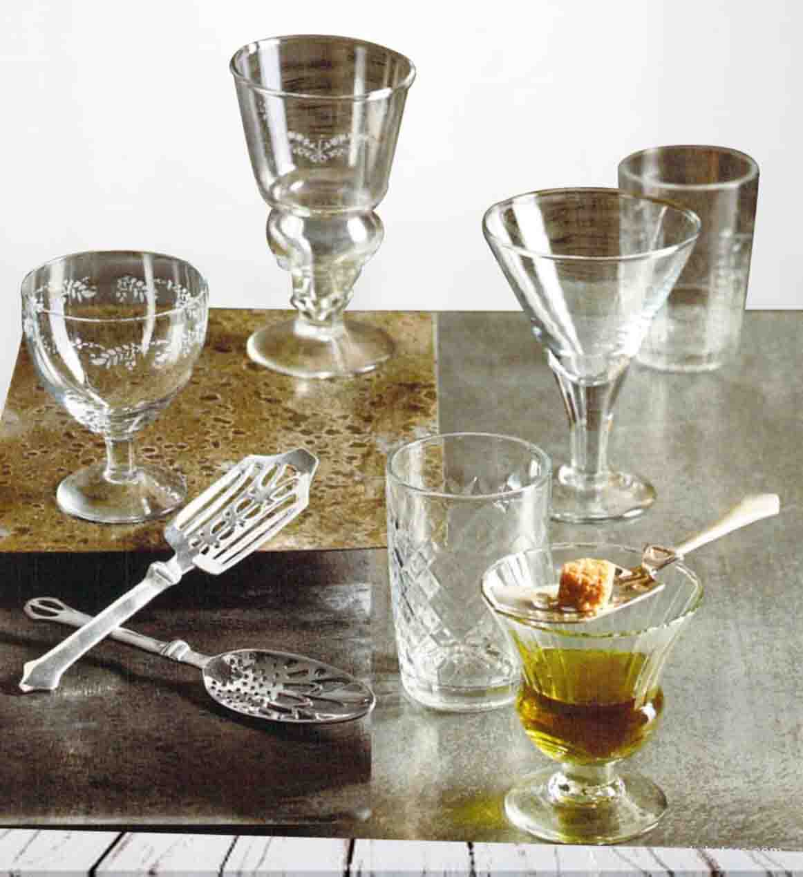 St. Remy Aperitif Glasses & Absinthe Spoons