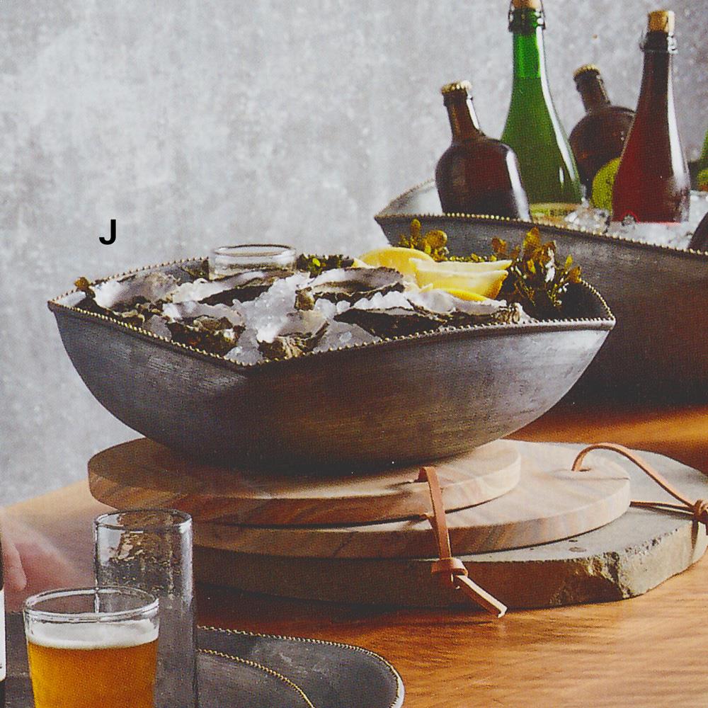 Squarish Galvanized Beaded Bowls