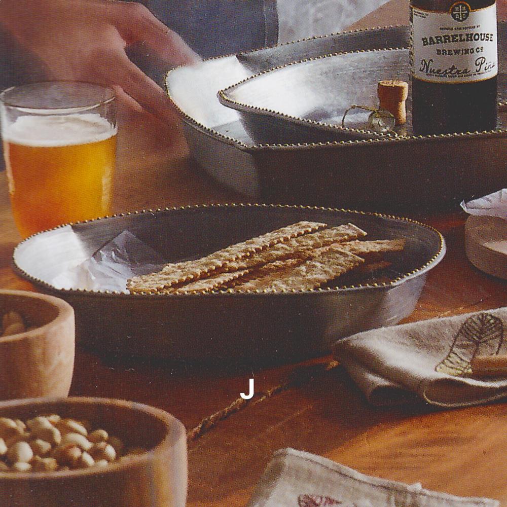 Squarish Galvanized Beaded Bowls